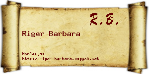 Riger Barbara névjegykártya